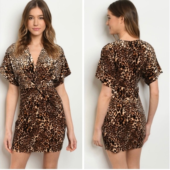 Dresses & Skirts - Leopard print twist front dress